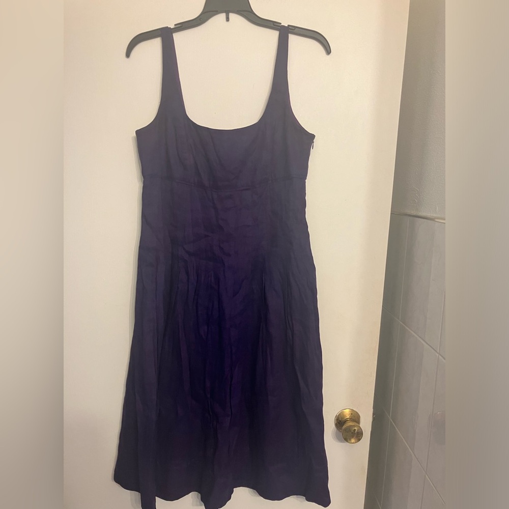 Lauren Ralph Lauren 100% linen a-line dress purple size 10 medium